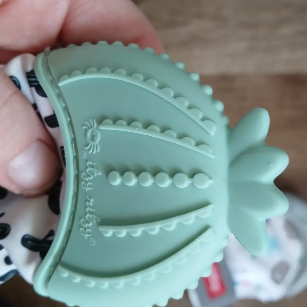 Baby Silicone Teething Mitts - Mint & Light Gray